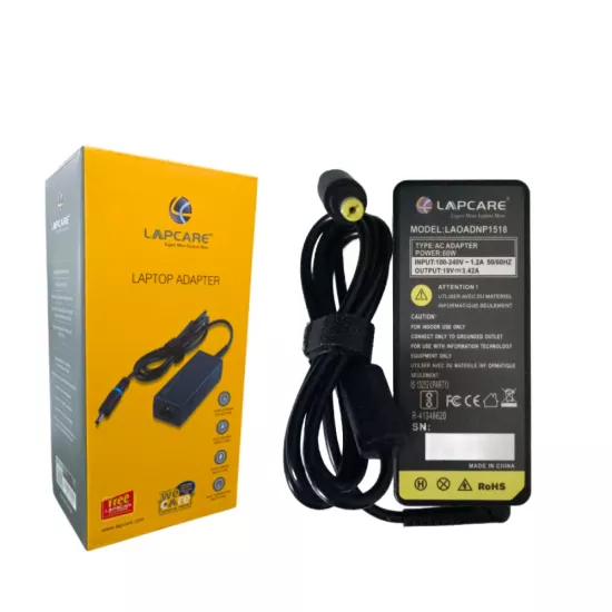 Lapcare  Laptop Adapter Compatible For Acer 65w | 19.5v/3.42a | 5.5mm x 1.7mm