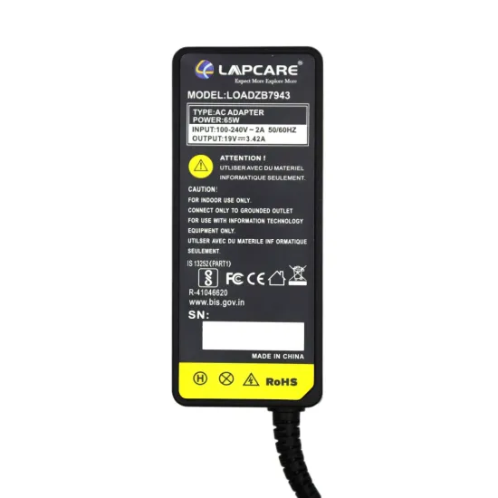 Lapcare  Laptop Adapter Compatible For Asus 65w | 19v/3.42a | 4.0mm x 1.35mm