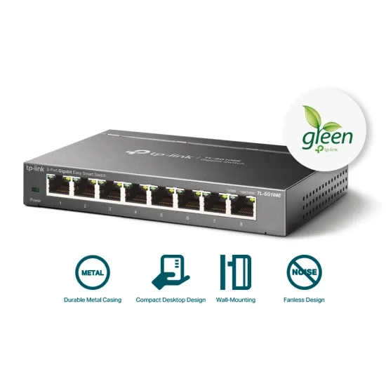 TP-Link Desktop LAN Switch 8 Port Easy Smart Gigabit (Metal Body) TL-SG108E