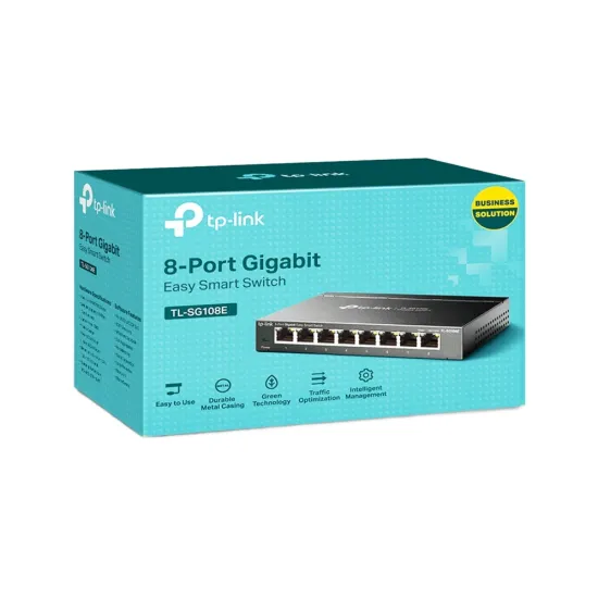 TP-Link Desktop LAN Switch 8 Port Easy Smart Gigabit (Metal Body) TL-SG108E