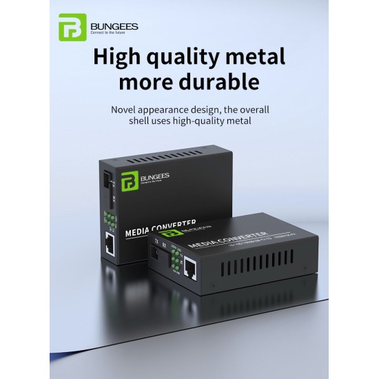 Bungees Fiber Media Converter Pair 10/100/1000 Giga