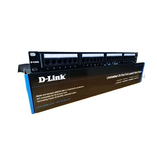 D-Link Cat6 Patch Panel 24 Port Loaded