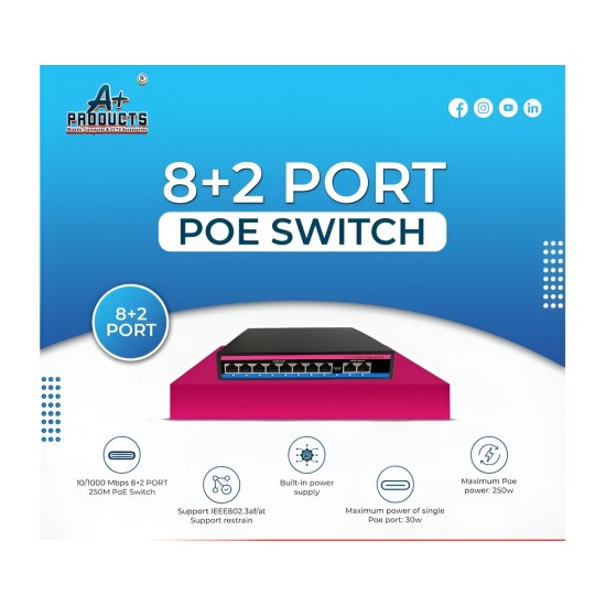 A+Products Poe Switch 8 Port (8 FE+ 2 FE Port) Normal