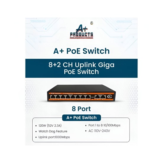 A+Products Poe Switch 8 Port (8 FE+ 2 GE  Port)