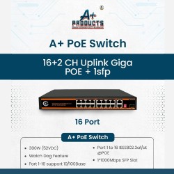 A+Products 16 Port Poe Switch (16 Normal Poe + 2 Giga Uplink + 1 SFP) (250w)
