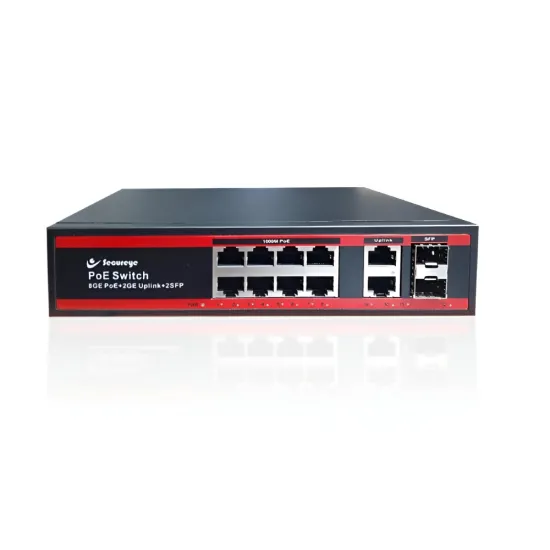 Secureye Poe Switch 8 Port (8 Giga Poe + 2 Giga Uplink + 2 SFP) S-8GE-2UG-2UF-NB