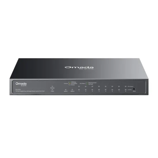 TP-Link Omada Easy Managed Switch 10 Ports Gigabit with 8 PoE+ Ports (8GE +1GE+ 1GE RJ45/SFP Combo port) ES210GP