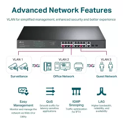TP-Link SG1218MPE 18 Port Smart Poe Switch (16 Giga Poe + 2 Giga Uplink + 2 SFP)