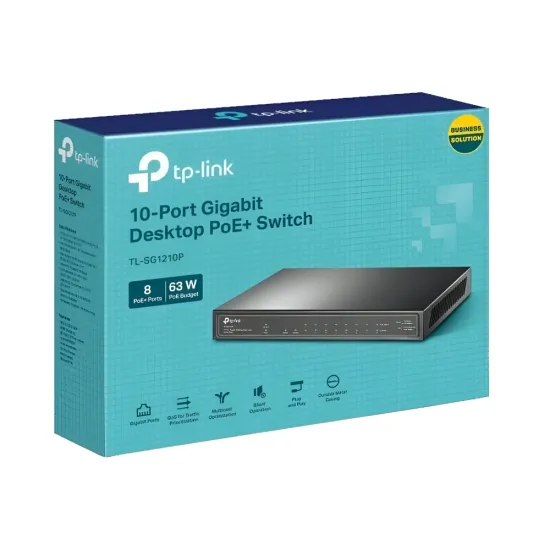 TP-Link PoE+ Switch 8 Port (8 GE + 1 GE + 1  GE SFP Port) TL-SG1210P
