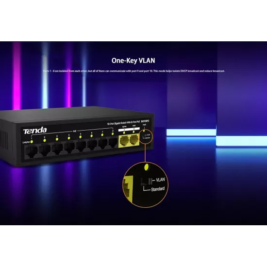 Tenda 8 Port Poe Switch (8 Giga Poe + 2 Giga Uplink) SG110PC