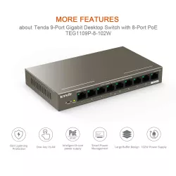 Tenda  TEG1109P 8 Port Poe Switch (8 Giga Poe + 1 Giga Uplink)