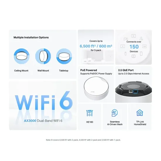 TP-Link Deco X50-Poe AX3000 Whole Home Mesh Wi-Fi 6 With POE (Pack Of 3)