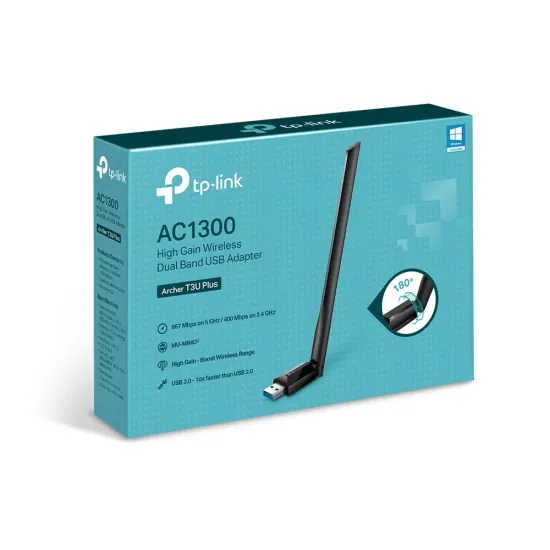 TP-Link USB Adapter Dual Band Archer T3U Plus AC1300 High Gain Wireless