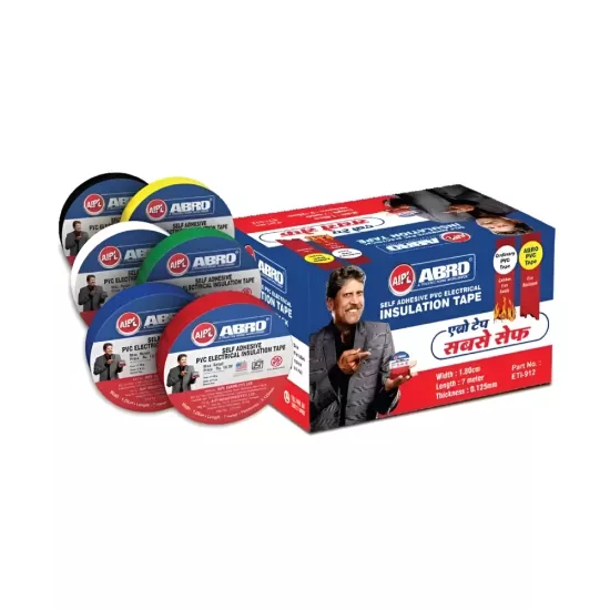 ABRO Pvc Electrical Insulation Tape 18mm x 0.125mm x 6m (Pack Of 30) (Black)