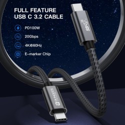 Bungees Type-C Cable PD 100W | 20 Gbps | 4K 60Hz | 2m