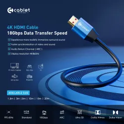 Cablet HDMI Cable 1.5m 4K Ultra 60Hz 18 Gbps Speed