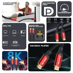 Honeywell Display Port To Display Port 2.0 8K 60Hz 2m