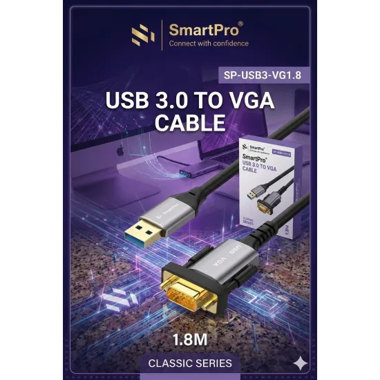 SmartPro USB 3.0 TO VGA CABLE 1.8m