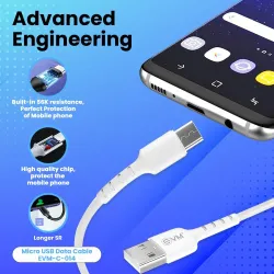 EVM C014 Micro USB Data And Sync Charger Cable (1 Metal,3 AMP)