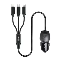 EVM-CCR-02 Enplug 3 In 1+ USB Car Charger Micro | Type-C | Iphone