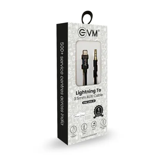 EVM iPhone Lightning to 3.5mm Aux Cable Black