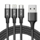 EVM Mobile Charging Cable (Metal Head Nylon Braided Cable) 3 in 1