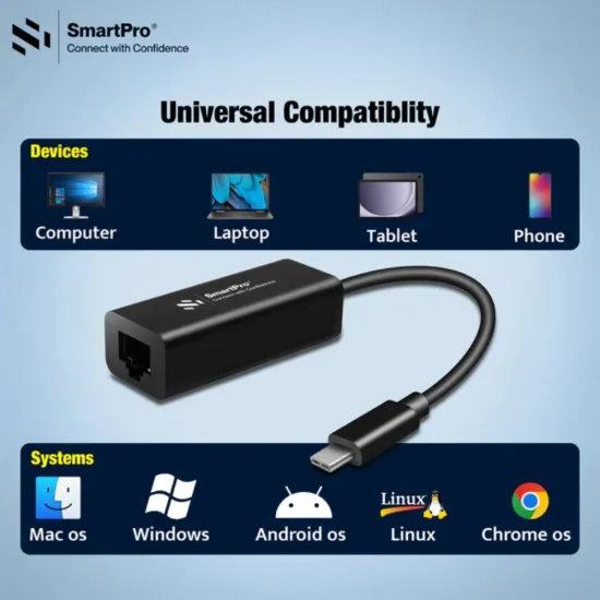 Smart Pro Type-C To Lan Converter 100 Mbps