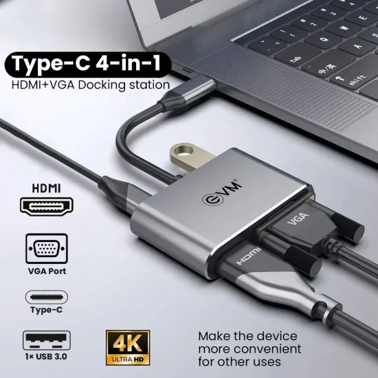 EVM Type-C Dock 4 in 1 ( HDMI | VGA | USB | Type-C ) CHV