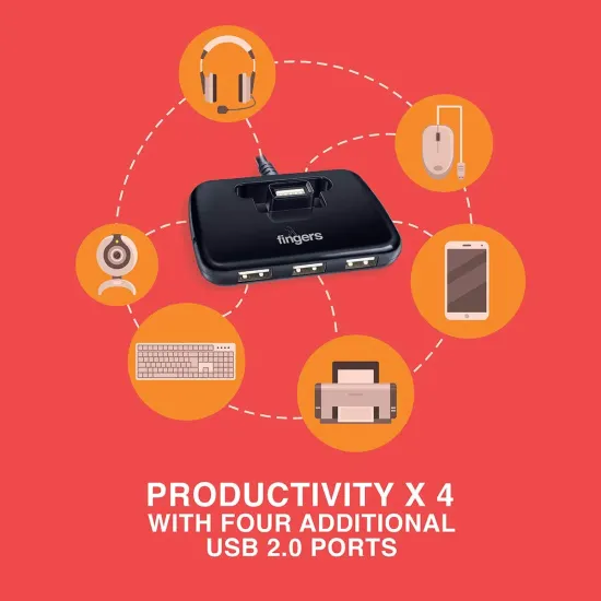 Fingers USB Hub 4 Port 2.0 Quadrant
