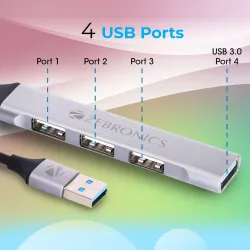 Zebronics USB Hub 4 Port 3.0 | 2.0 200HB