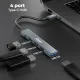Foxin Type-C to 4 Port USB Hub 3.0 (Metal Body) FTH C4
