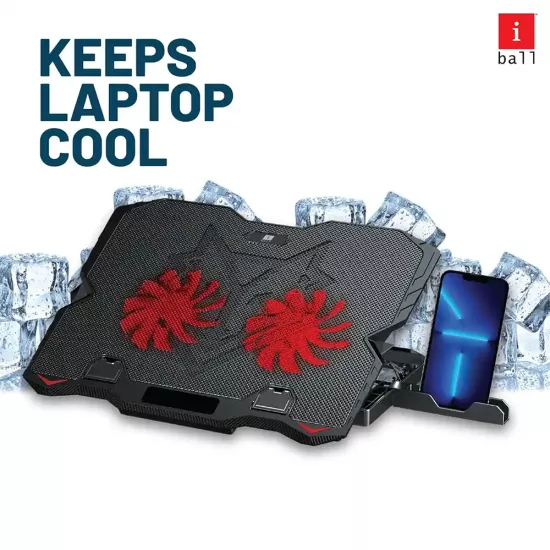 Iball Laptop Cooling Pad ICEPAD LP20 Dual Fan 15.6 Inch With Led