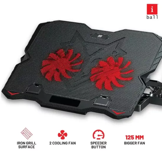 Iball Laptop Cooling Pad ICEPAD LP20 Dual Fan 15.6 Inch With Led