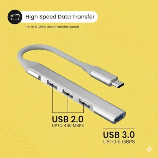 Multybyte Type C to 4 Port USB Hub 3.0 (Metal Body) CHS31