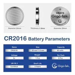 Gigatek Cmos Battery 3V CR2016