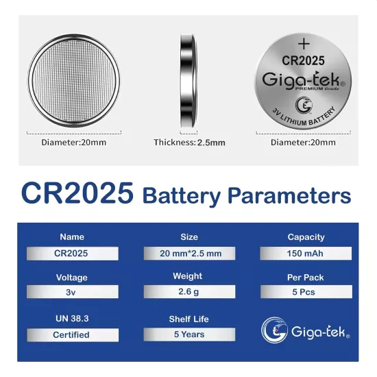 Gigatek Cmos Battery 3V CR2025