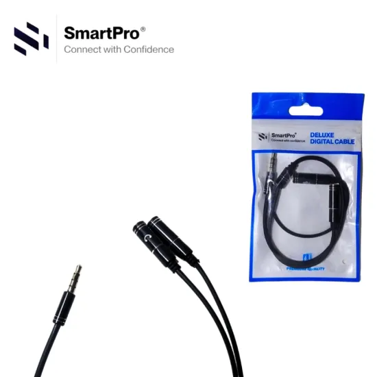 Smart-Pro AUX Y Cable Splitter Metal Plug 2F | 1M (SP-AUXM2F1M)