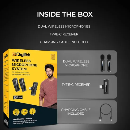 DigiTek Wireless Microphone Type-C With 2 Mic (DWM 014)
