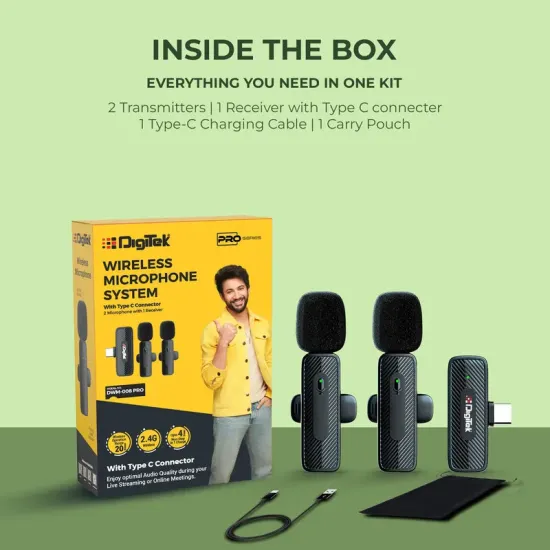 DigiTek Wireless Microphone Type-C With 2 Mic (DWM-008 PRO)