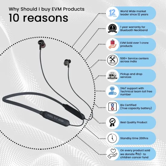 EVM Bluetooth Neckband Earphone Ensport (NB-027) Black