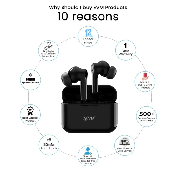 EVM Wireless Bluetooth Earbuds Enzest C Truly Black (TWS-K12)