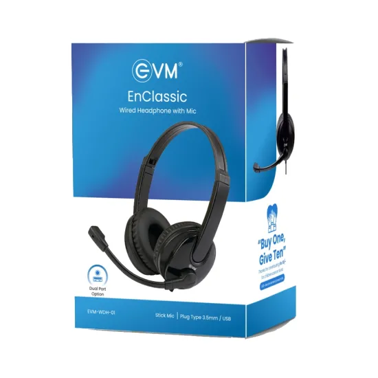 EVM Wired Headphone With Mic EnClassic Black