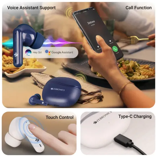 Zebronic Wireless Bluetooth Earbuds Blue Zeb Pods 131 (ZEB-PODS zi 8)