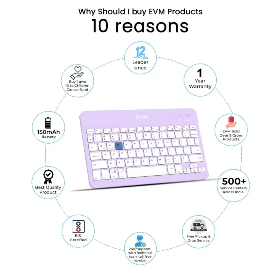 EVM Wireless Keyboard Rechargeable EnEdge WLKM Purple