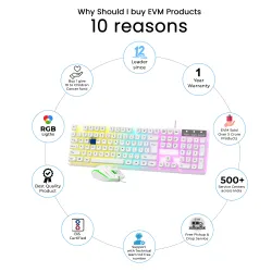EVM Gaming Keyboard Mouse Combo USB EnHawk 7B23 White