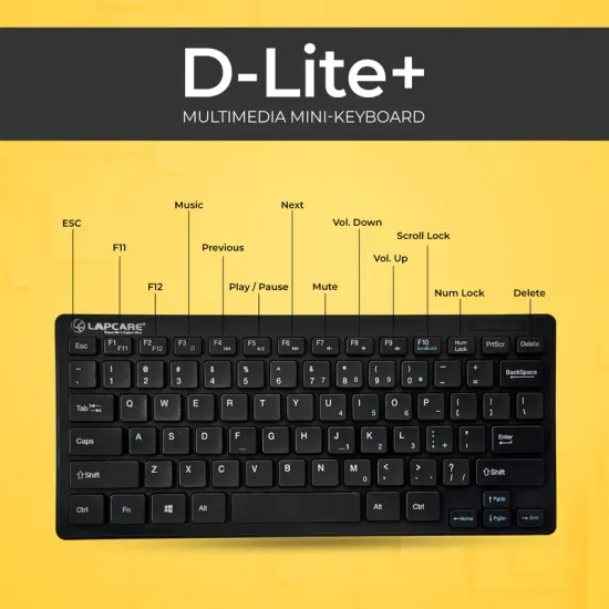 LAPCARE WIRELESS KEYBOARD MINI D-LITE PLUS BLACK