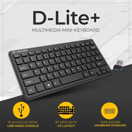 LAPCARE WIRELESS KEYBOARD MINI D-LITE PLUS BLACK