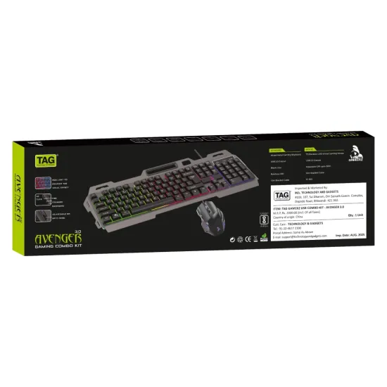 TAG Gaming Keyboard Mouse Combo USB RGB AVENGER 3.0