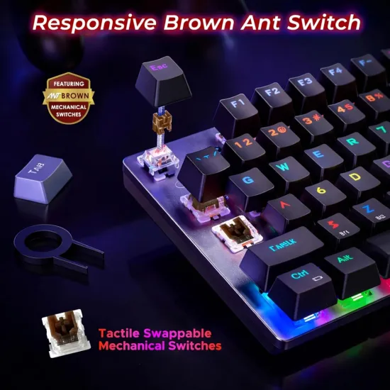 Ant Esports WiFi Mechanical Gaming Keyboard MMK4400 Pro Brown Switches