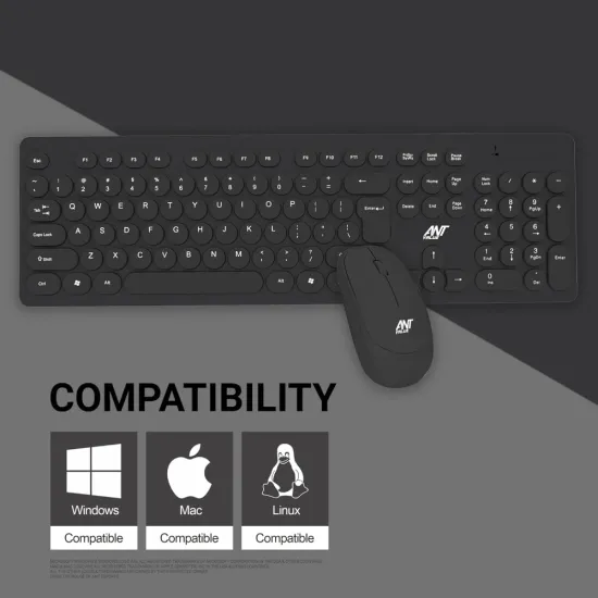 Ant Value Wireless Keyboard Mouse Combo Black FKBRI05